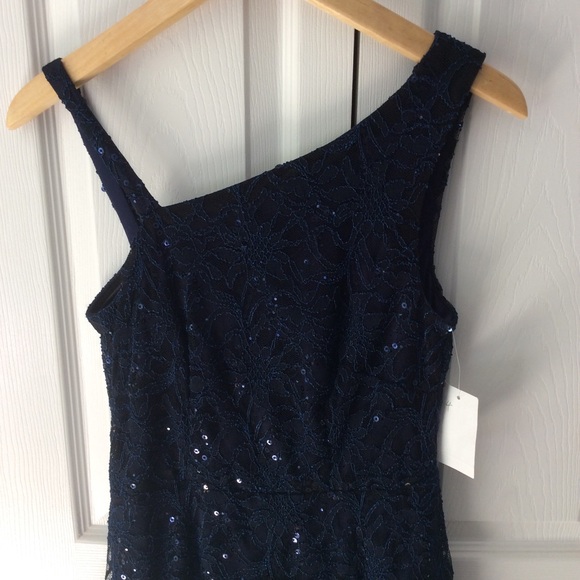 Blue lace with sequins AllOver Party dress 4 - Picture 5 of 6